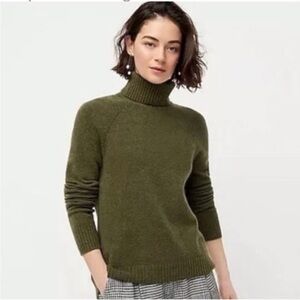 J. Crew Soft Alpaca Wool Olive Green Mockneck Sweater